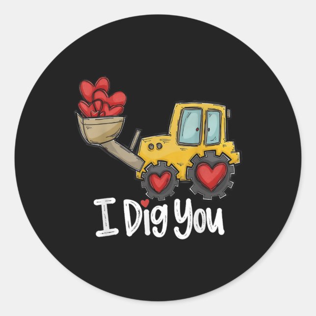 Adesivo Redondo Eu Canto-Te Trator Construction Heart Lovent (Frente)