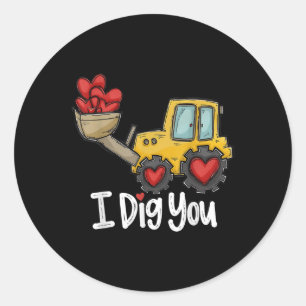 Adesivo Redondo Eu Canto-Te Trator Construction Heart Lovent