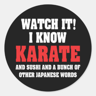 Adesivo Redondo Eu Conheço Karate! E Sushi E Outras Palavras Japon