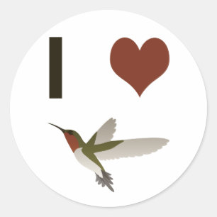 Adesivo Redondo Eu coração Hummingbird