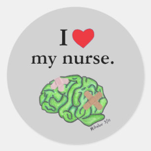 Adesivo Redondo Eu [coração] minha enfermeira