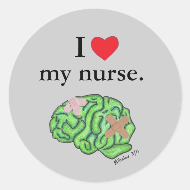 Adesivo Redondo Eu [coração] minha enfermeira (Frente)