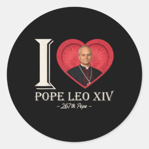 Adesivo Redondo Eu coração Papa Leo Xiv Papa Robert Francis Preven