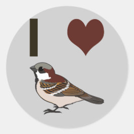 Adesivo Redondo Eu coração pardal
