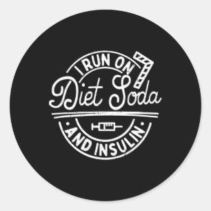 Adesivo Redondo Eu Corro Com Soda De Dieta E Diabetes De Insulina 