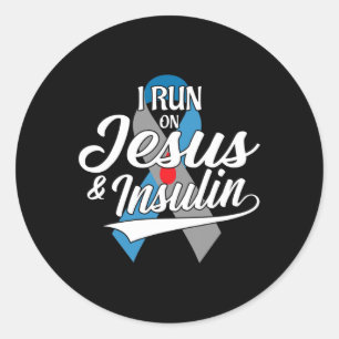 Adesivo Redondo Eu Corro Em Jesus E Insulina Tipo Um Diabetes T1d