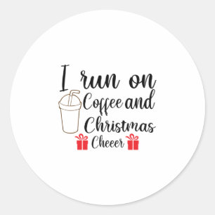 Adesivo Redondo Eu Corro No Café E Na Saúde De Natal
