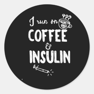 Adesivo Redondo Eu corro no café e tomo conhecimento do Diabetes D
