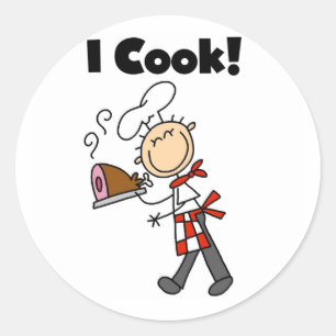 Adesivo Redondo Eu Cozinho - Chef Masculino