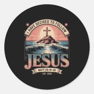 Adesivo Redondo Eu Decidi Seguir Jesus Camisa 2025 Batizado