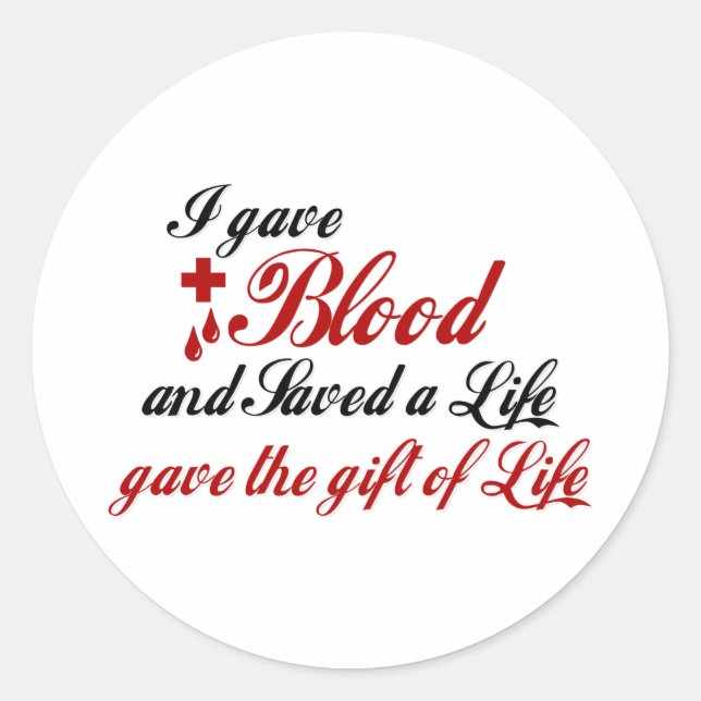Adesivo Redondo Eu dei sangue e salvei uma vida (Frente)