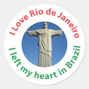 Adesivo Redondo Eu deixei meu coração em Brasil - amor Rio de