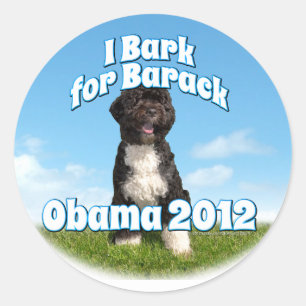 Adesivo Redondo Eu descasco para Barack, BO o primeiro cão Obama