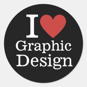 Adesivo Redondo Eu ❤️ Design de Gráficos para Estudante/Faculdade