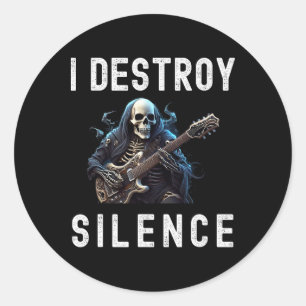 Adesivo Redondo Eu Destruo o silêncio fantasma guitarra engraçada