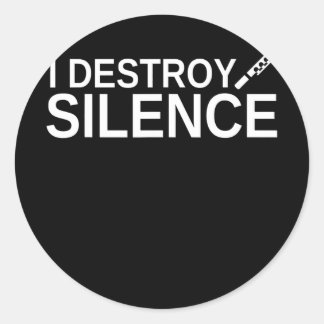 Adesivo Redondo Eu Destruo Silence Funny Flute Player Recorder