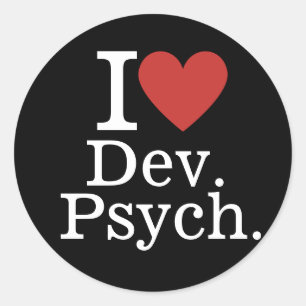 Adesivo Redondo Eu ❤️ Dev. Psych. para Estudantes/PERSONALIZADO na