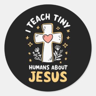 Adesivo Redondo Eu Ensino Humanos Pequenos Sobre Jesus
