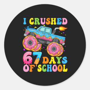 Adesivo Redondo Eu Esmago 67 Dias De Escola Caminhão Monstro Engra