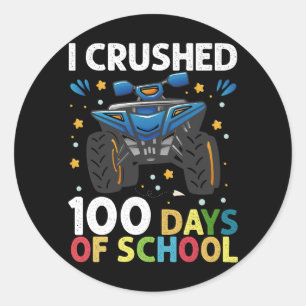 Adesivo Redondo Eu Esmaguei 100 Dias de Caminhão Monstro de Escola