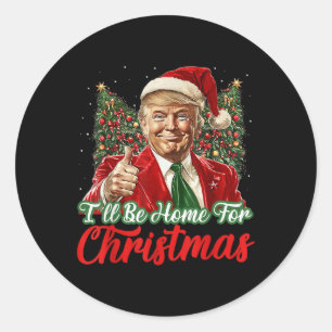 Adesivo Redondo Eu Estarei Em Casa No Natal Xmas Trump Pajamas Hol