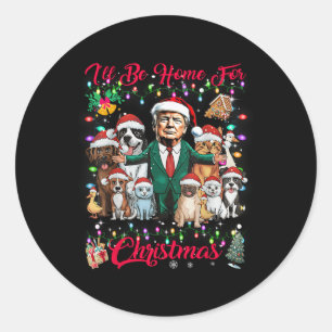 Adesivo Redondo Eu Estarei Em Casa Para O Natal Engraçado Pets Ca