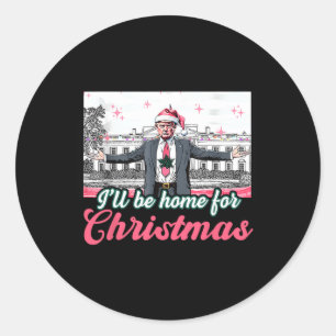 Adesivo Redondo Eu Estarei Em Casa Para O Natal Engraçado Xmas Paj