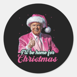 Adesivo Redondo Eu Estarei Em Casa Para O Natal Engraçado Xmas Paj
