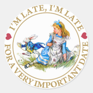 Adesivo Redondo Eu estou atrasado, mim estou atrasado, para a data