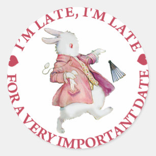 Adesivo Redondo Eu estou atrasado, mim estou atrasado por uma data