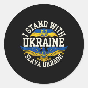 Adesivo Redondo Eu Estou Com a Ucrânia Slava Ukraini Glória à Ucrâ