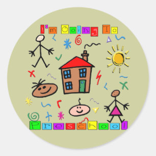 Adesivo Redondo Eu estou indo ao pré-escolar