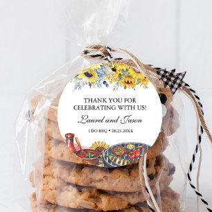 Adesivo Redondo Eu faço churrasco Festa de noivado rústica de gira