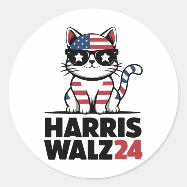 Adesivo Redondo Eu Falando Kamala Harris Presidente Comma La Ameri (Frente)