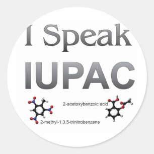 Adesivo Redondo Eu falo a nomenclatura da química de IUPAC