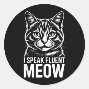 Adesivo Redondo Eu Falo Meow Fluente