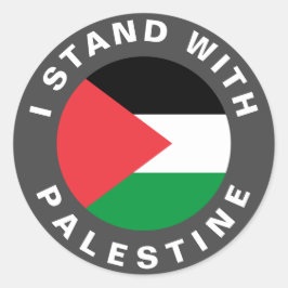 Adesivo Redondo Eu fico com a bandeira da Palestina personalizada