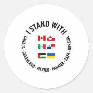 Adesivo Redondo Eu fico com o Canadá Groelândia México Panamá Gaza