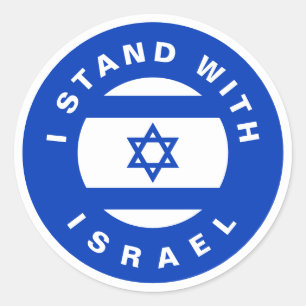 Adesivo Redondo Eu fico com o costume da bandeira azul de Israel