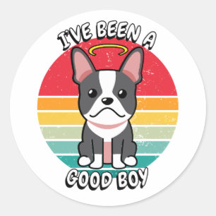 Adesivo Redondo Eu fui um bom garoto - buldogue francês