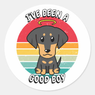 Adesivo Redondo Eu fui um bom menino - cão daschund