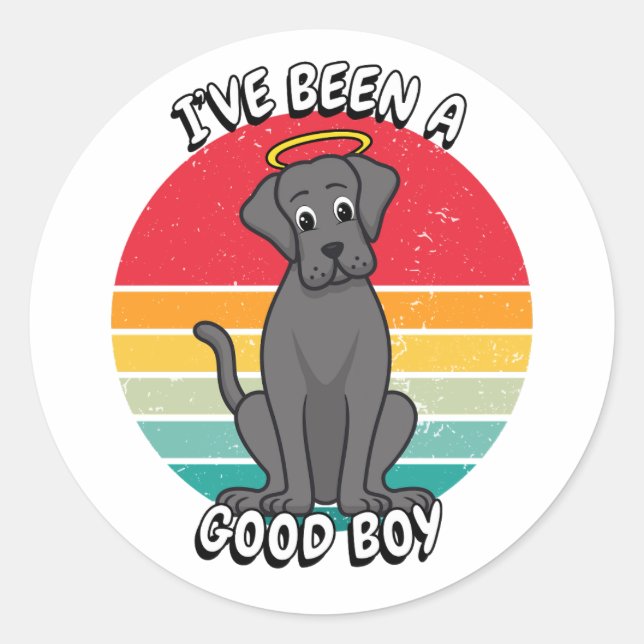 Adesivo Redondo Eu fui um bom menino - cão grande (Frente)