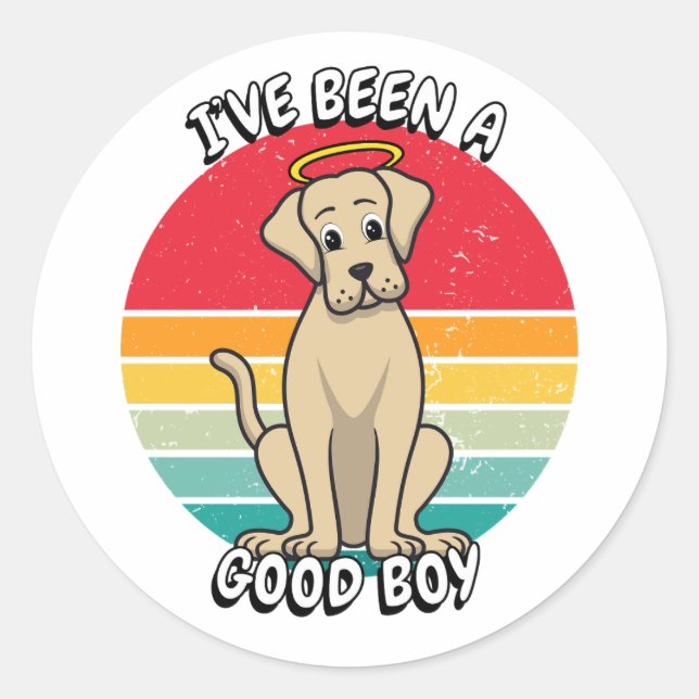 Adesivo Redondo Eu fui um bom menino - cão grande (Frente)