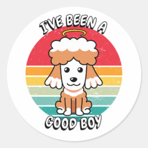 Adesivo Redondo Eu fui um bom menino - cão marrom