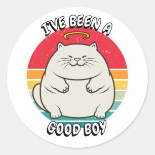Adesivo Redondo Eu fui um bom menino - gato gordo