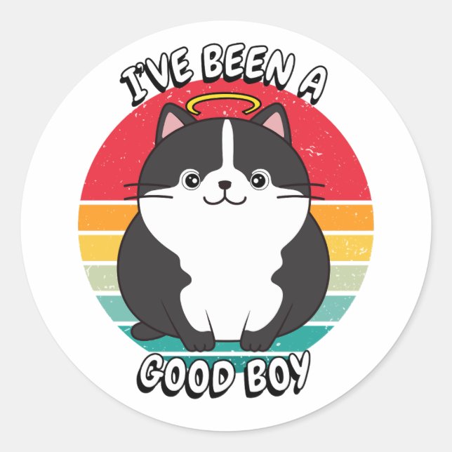Adesivo Redondo Eu fui um bom menino - gato gordo (Frente)