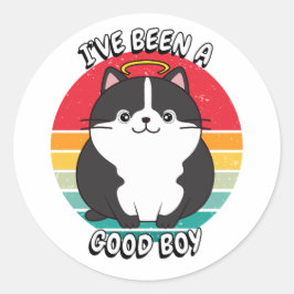 Adesivo Redondo Eu fui um bom menino - gato gordo