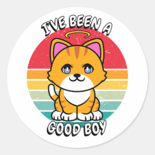 Adesivo Redondo Eu fui um bom menino - gato laranja