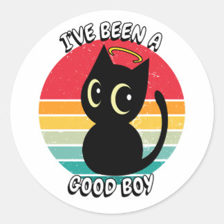 Adesivo Redondo Eu fui um bom menino - gato preto