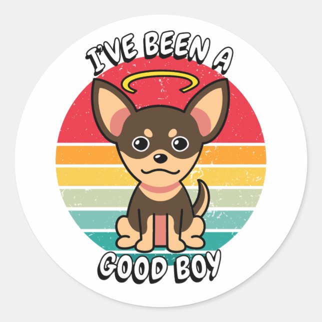 Adesivo Redondo Eu fui um bom menino - um pequeno cão (Frente)